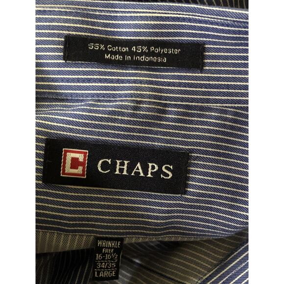 RL chaps Oxford shirt L blue/white stripe long sleeve button up classic pocket - Picture 4 of 4